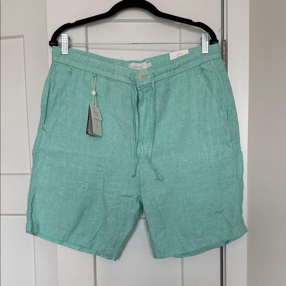 Preston & York Aqua Linen Shorts
